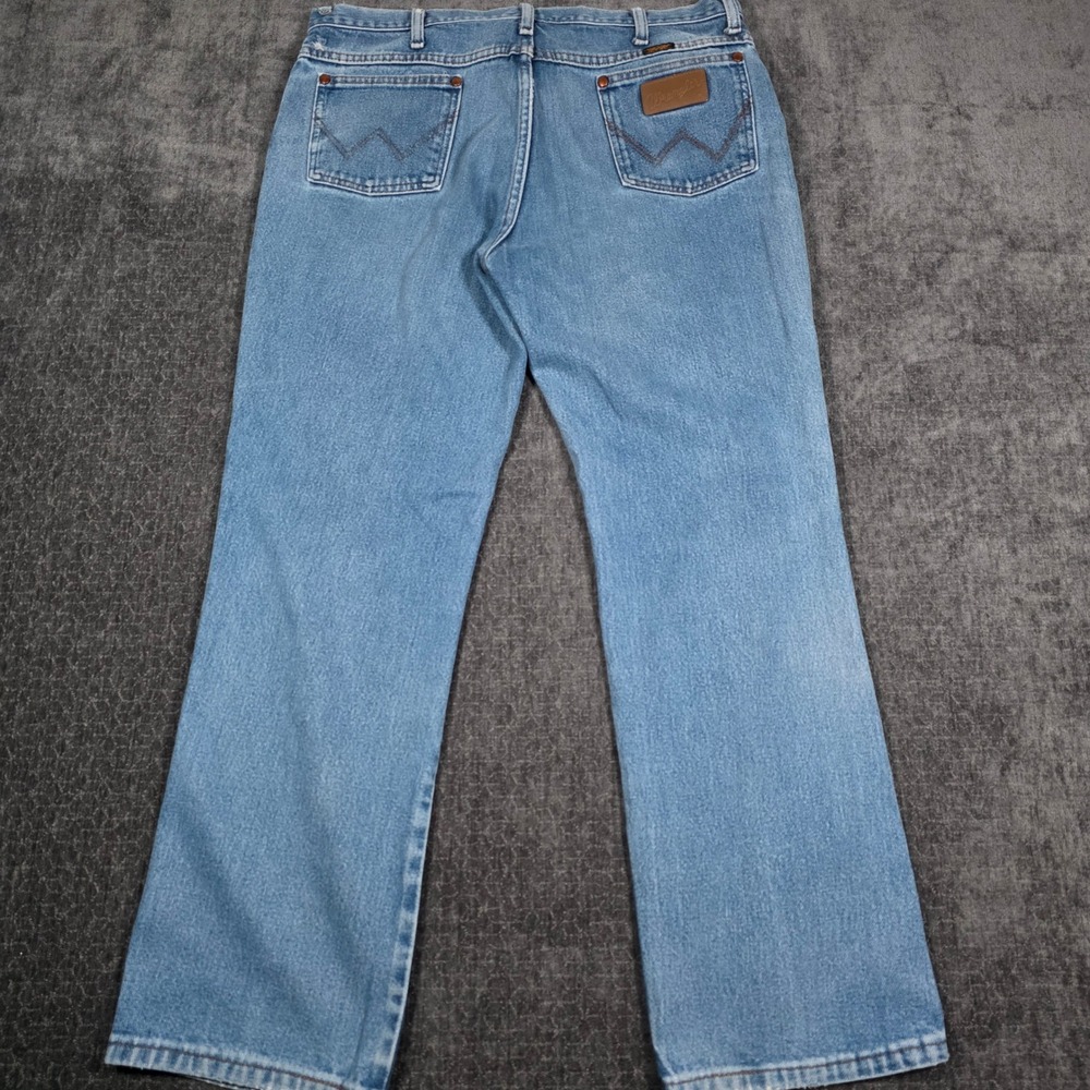Wrangler Cowboy Cut Slim Fit Jeans Mens 36x30 Blue Denim 936PWD Distressed Rodeo